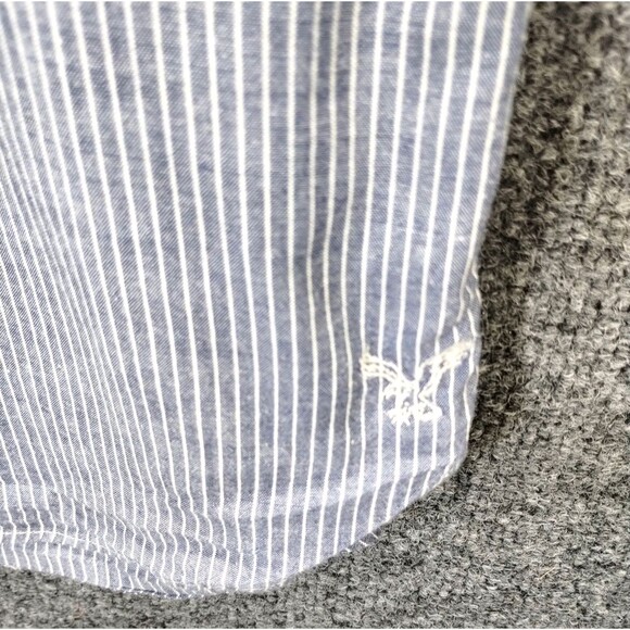 American Eagle Shirt Men's XLT Button Down Collar Hickory Stripe Preppy Office - Picture 6 of 12